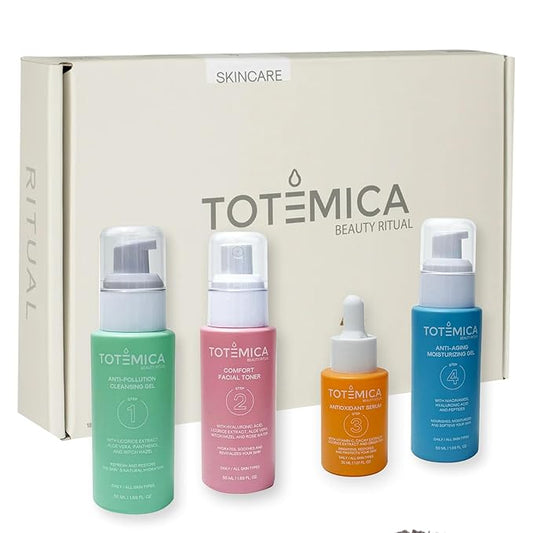 TOTEMICA Skin Care Set, 4-Step Ritual Skin Care Kit - Cleanser, Toner, Serum & Moisturizer for Dry Skin – Vegan, Cruelty-Free, Natural Ingredients for All Skin Types - Skincare with Anti-Aging