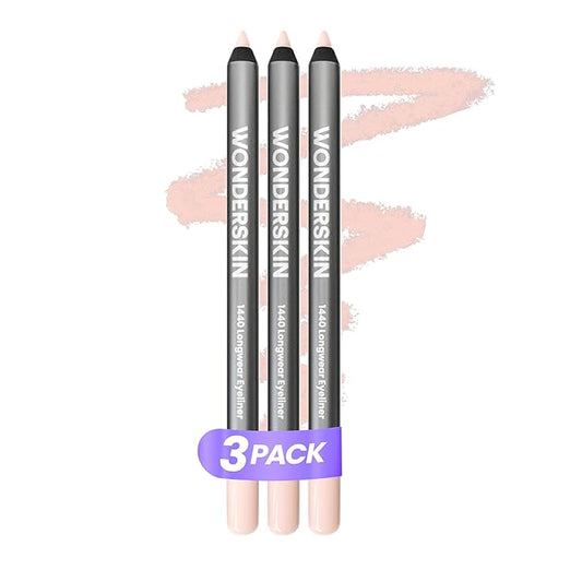 Wonderskin 1440 Longwear Pink Eyeliner Pencil, 3 Pack - Waterproof, Sharpenable Eyeliner Pencil & Smudge Proof Pink Eye Liner Pencils (Icing)