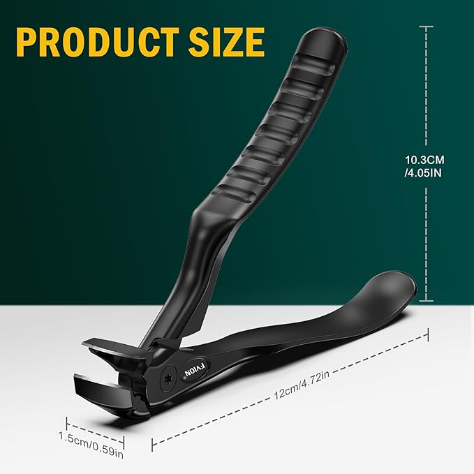FVION Toenail Clippers for Seniors, Upgraded Long Handle Angled Head Toenail Clippers for Thick Toenails and Fingernails (Black)