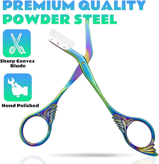Eyebrow Trimmer Scissor With Comb, Eyebrow Trimmers, Professional Precision Eyebrow Trimmer, Eyebrow Trimmer Scissors with Combs, A Must-have Makeup Tool (Color Titanium)