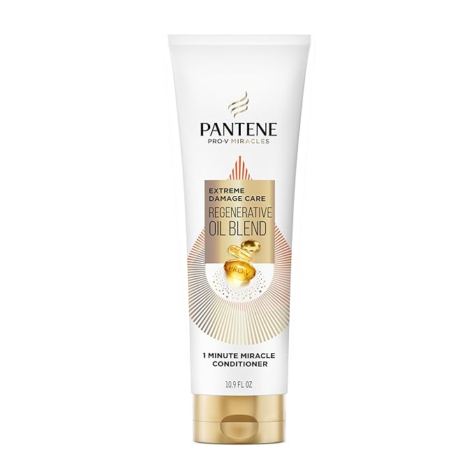 Pantene Pro-V Miracles Conditioner, Extreme Damage Care Regenerative Oil Blend 1 Minute Miracle, Moisturizes, Smooths, Argan & Jojoba Oils, 0% Sulfated Conditioners, Dyes, or Parabens, 10.9 Fl Oz