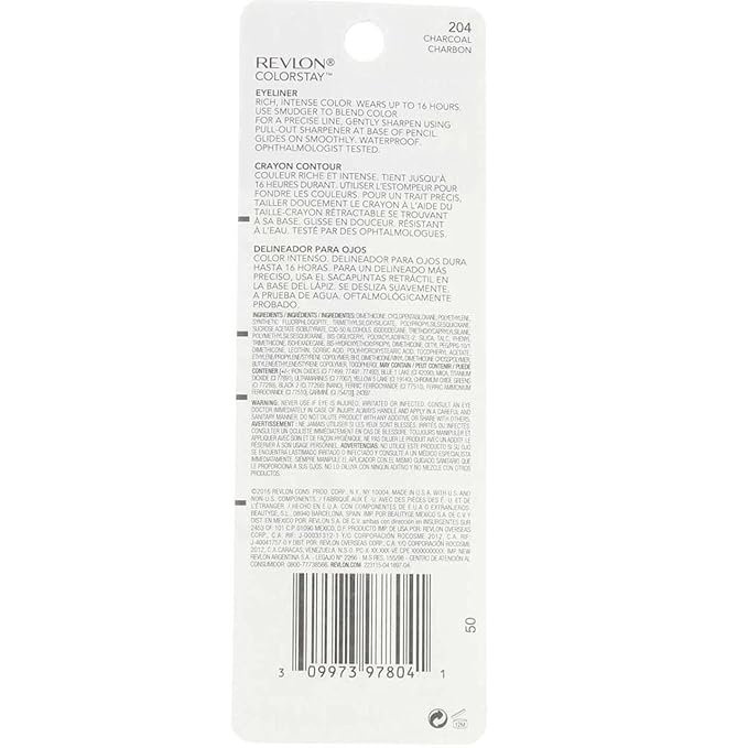 Revlon ColorStay Eyeliner Pencil, Charcoal [204], 0.01 oz (Pack of 3)