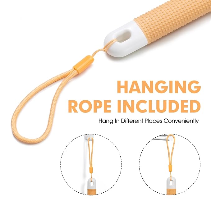 Body Scrubber Anti Slip for Shower,Shower Brush Long Handle with Stiff and Soft Bristles,Body Wash Exfoliating Back Scrubber for Bath or Dry Brushing Body Brush(Orange)