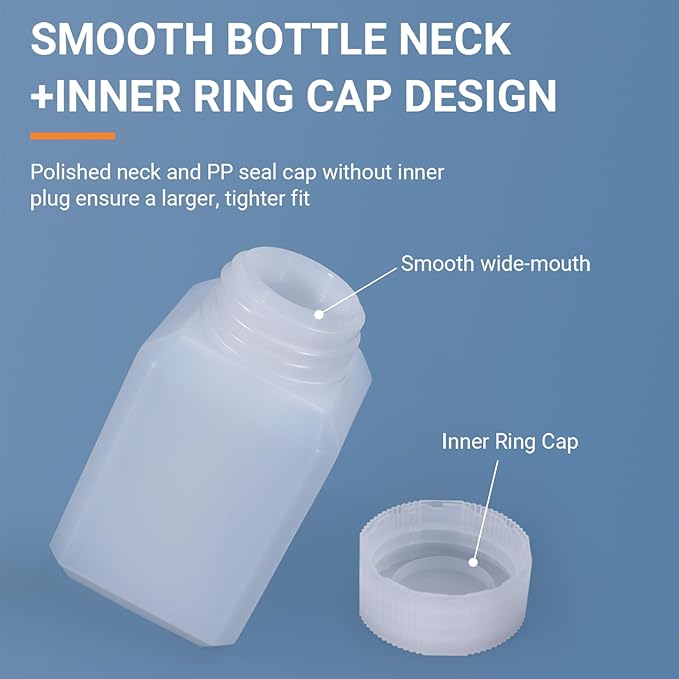 1.4oz/40ml Leak Proof Plastic Bottles with Caps for Liquids Sample, Reusable Small Bottles Containers for Travel, Camping and Hiking (Translucent, 10 Pcs)