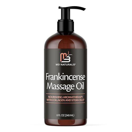 M3 Naturals Frankincense Essential Massage Oil for Scars, Stretch Marks & Fine lines, Firming, Hydrating, Smoothing & Calming Formula with Collagen, Stem Cells, Lavender & Grapefruit, 8 fl oz