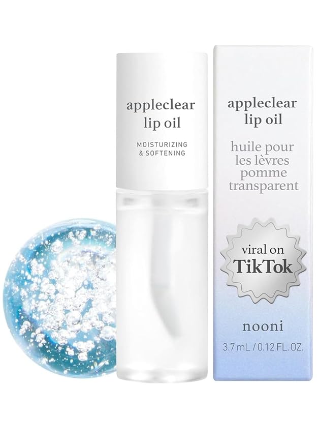NOONI Vegan Lip Oil Bundle - Applecherry & Appleclear | Lip Stain, Long Lasting, Moisturizing, Plumping, Korean Lip Tint