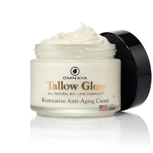 Organic Premium Grass-Fed Beef Tallow for Skin - With Bakuchiol & Gotu Kola for Anti-Aging, Face & Body Cream with Jojoba, Honey, Greek Olive Oil 4oz