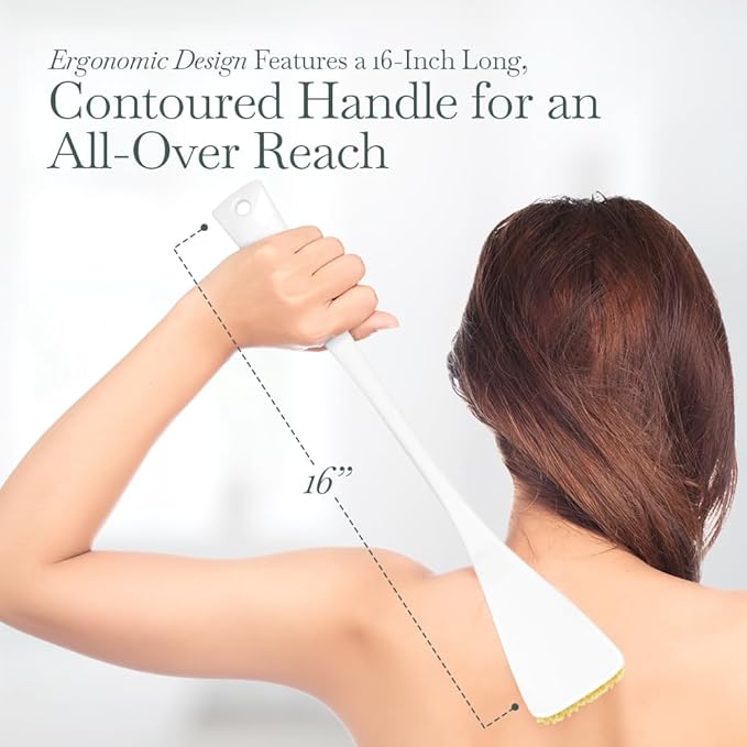 Fuller Brush Exfoliator & Scrub Body Brush - 16-inch Contoured Handle with Polyester Bristles - an All-Over Reach Including Back, Neck, Shoulders & Feet - Soft, Durable & Gentle on Your Skin (2-Pack)