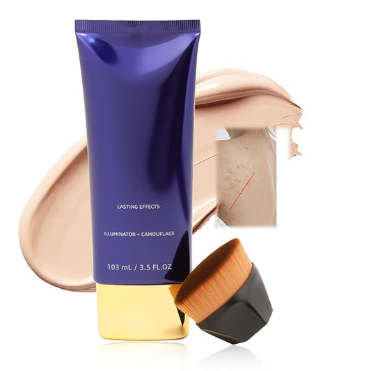 Waterproof Body Makeup, Beauty Body Foundation Cream with Brush, Full Coverage Body & Leg Makeup for Scars Imperfections, No Transfer, Natural Finish