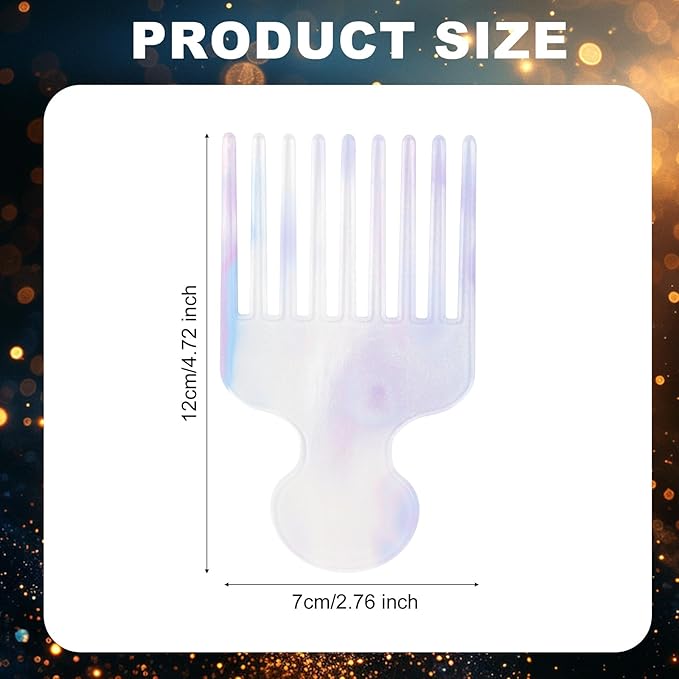 Wide Tooth Hair Pick Comb for Curls, 12cm/4.72in Detangling Lifting Comb Long Tooth Afro Pick Hair Styling Tool for Women Men Barber Supplies (Blue)