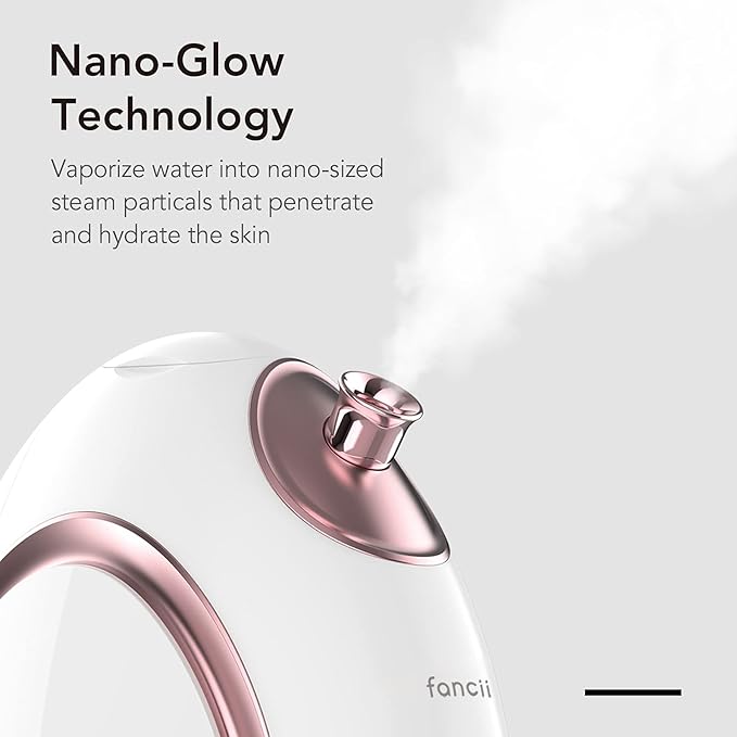 Fancii Nano Ionic Facial Steamer Hot & Cool with Aromatherapy and 6 Spa Settings – 30 Min Steam Time - Professional Home Face Sauna for Moisturizing & Pore Cleansing, Rivo
