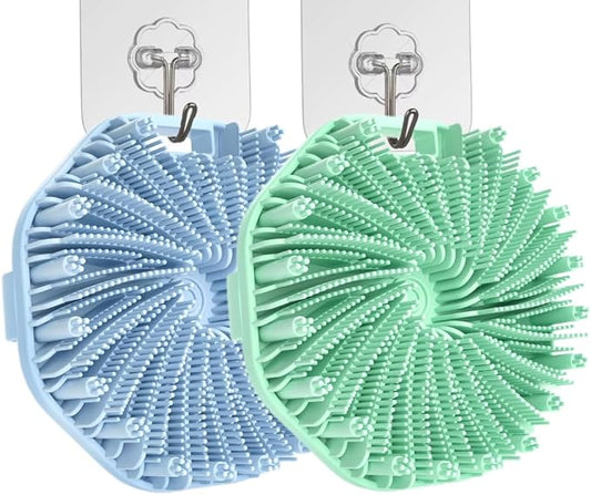 Silicone Body Scrubber,Exfoliating Body Scrubbers for use in Shower,Silicone Body Brush for Showering and Anti-Slippery Handles for All Skin Types,Eco Friendly Shower Scrubber for Body (Baby Blue)