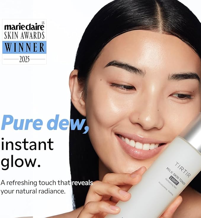TIRTIR Milk Skin Rice Toner Light | Instant Hydration with 4% Niacinamide, Pantenol, Lightweight, Pore-Tightening, Vegan, Acne-Prone, Oily Skin, Fungal Acne Safe, Korean Skin Care, 0.67 Fl Oz