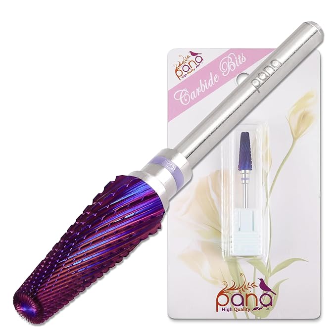 PANA 5-in-1 Pro Upgraded Multi-Function Drill Bit 3/32" Shank Size - (Purple, 2X Coarse to 2X Fine) - Mix Size Tungsten Drill Bit Fast Remove Acrylic Hard Gel Nail for Manicure Pedicure