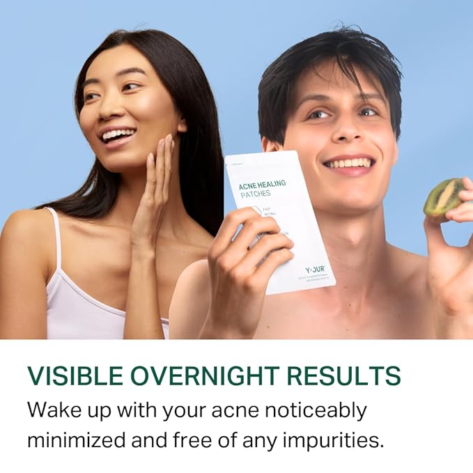 Y’OUR Improving Acne Patches: Ultra-thin Hydrocolloid Pimple Patch for Face; Purifies & Alleviates Stubborn Blemishes, Promotes Healing, Effective Zit Treatment. Made in USA. 56 Count