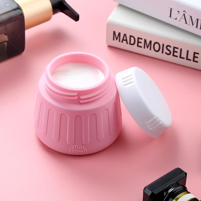 Gemice 3 oz Travel Containers for Toiletries, 4-Pack TSA Approved Travel Size Toiletries Containers for On-the-Go, Small Leak-Proof Travel Essentials Silicone Jar for Shampoo, Lotions, Cleanser