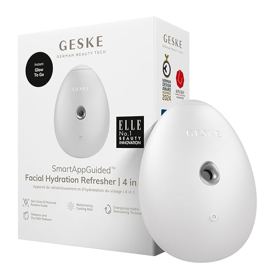 GESKE SmartAppGuided™ Facial Hydration Refresher | 4 in 1 | Water Atomizer | Moisturizing Spray Machine | Face Mister | Humidifier for Natural Glow | Reduce Redness & Dry Skin
