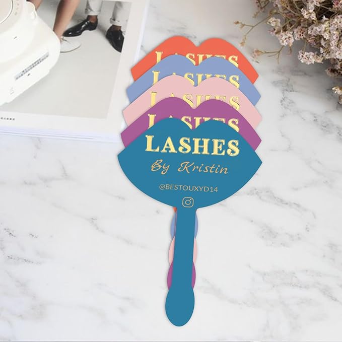 Personalized Lash Mirror Custom Eyelash Photo Prop Personalised Acrylic Handheld Lash Mirror with Name Gift for Beauty Girls Technician (Color06)