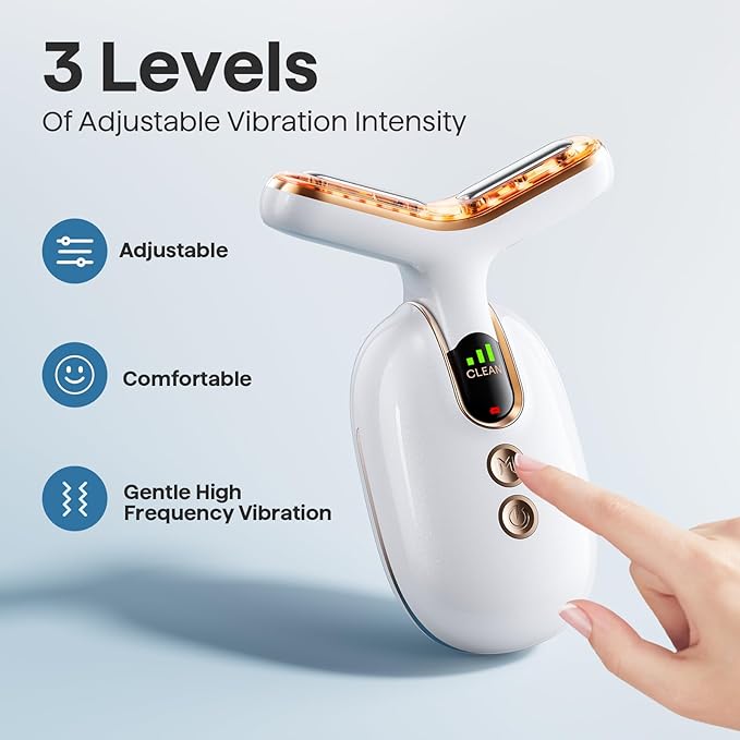 Red Light Therapy for Face, 3 Mode Face Massager Tool with Heating Vibration for Skin Care, Wrinkle Reducer Facial Massager to Soothe and Relax Skin, Micro-Current Face Beauty Device (AM-810B)