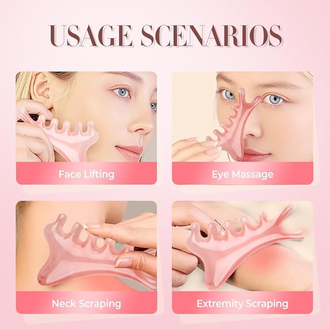 4 in 1 Massage Comb Gua Sha Tool for Face & Body, 2025 New Head Massage Combs Facial Tools, Meridian Therapy Tool for Body Tension Relief, Self Care Gifts for Women Men (Orange)