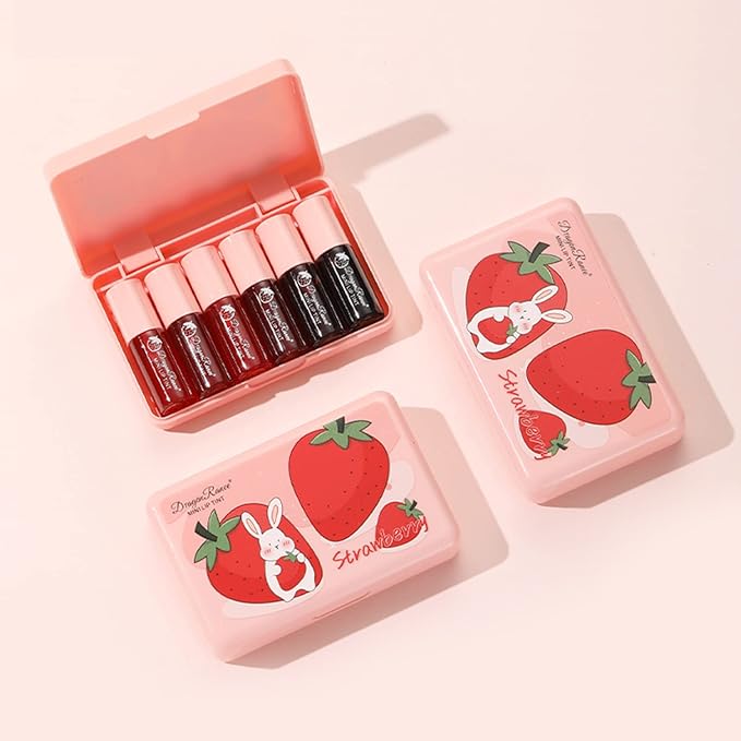 Eakroo 6 Colors Lip Tint Stain Mini Liquid Lipstick, Lip Gloss for Women, Lip Oil Stain, Lip Stain Long Lasting Waterproof, Lip Makeup, Korean Makeup, Cute Stuff, Non-Stick Cup, High Pigment