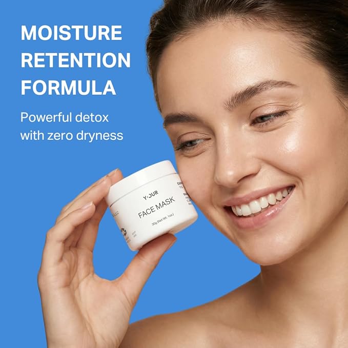 Y’OUR Purifying Detox Face Mask: Blackhead, Whitehead & Pore Remover; Anti-Acne & Pimple Care; Cleansing & Exfoliating for Hydrating & Glowing Skin; With Salicylic Acid & Bentonite Clay. Made in USA