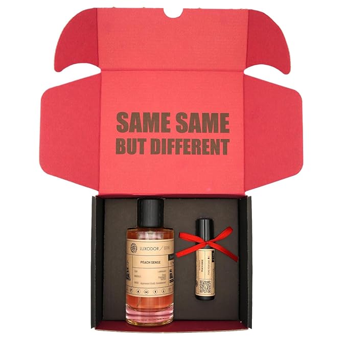 Peach Sense Perfume for Men & Women, Inspired by T. F Bitter Peach, 2-Piece Combo of 100 ml Fragrance Spray Bottle and 10 ml Alcohol-Free Roll-On Perfume Oil, Vegan, Paraben-Free, Unisex