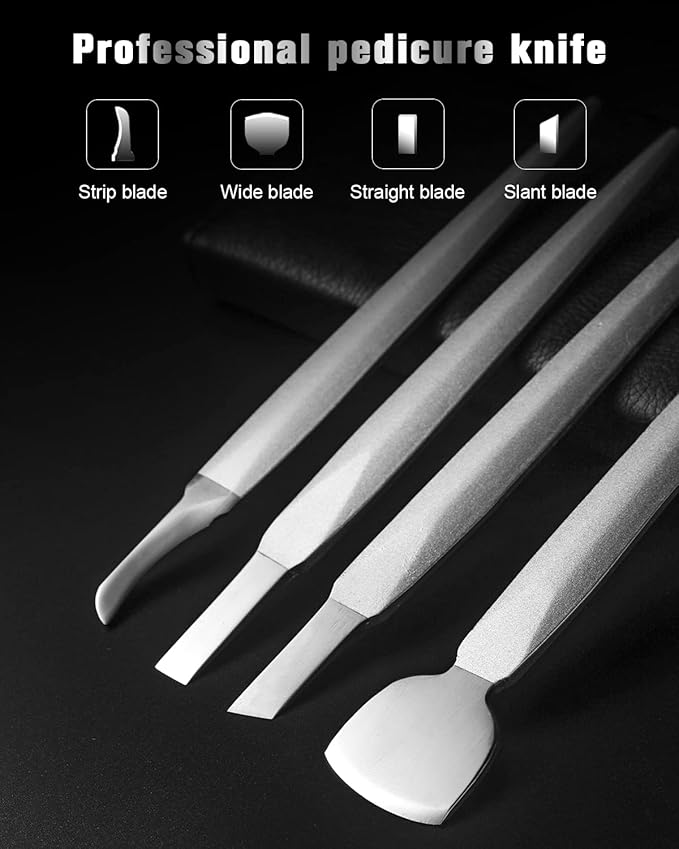 FERYES Pedicure Knife Ingrown Toenail Kit, 7 PCS Professional Pedicure Tool Toenail Grooming Kit, Top Notch Foot Blade, Super Sharp Toenail Clippers (Leather case included)