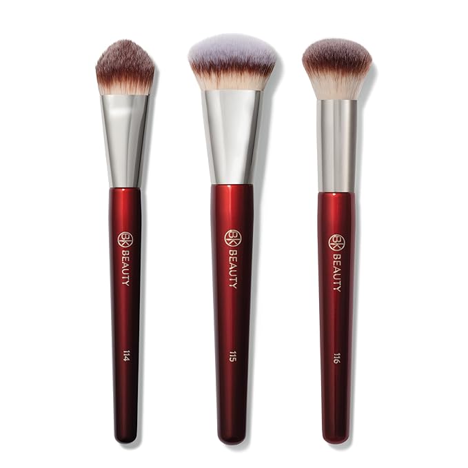 BK Beauty Core Complexion Trio Makeup Brushes Set (3PC) – Foundation, Concealer, and Blending Brushes for Liquid, Cream & Powder – Vegan, Cruelty-Free, Ultra-Soft Face Makeup Brushes
