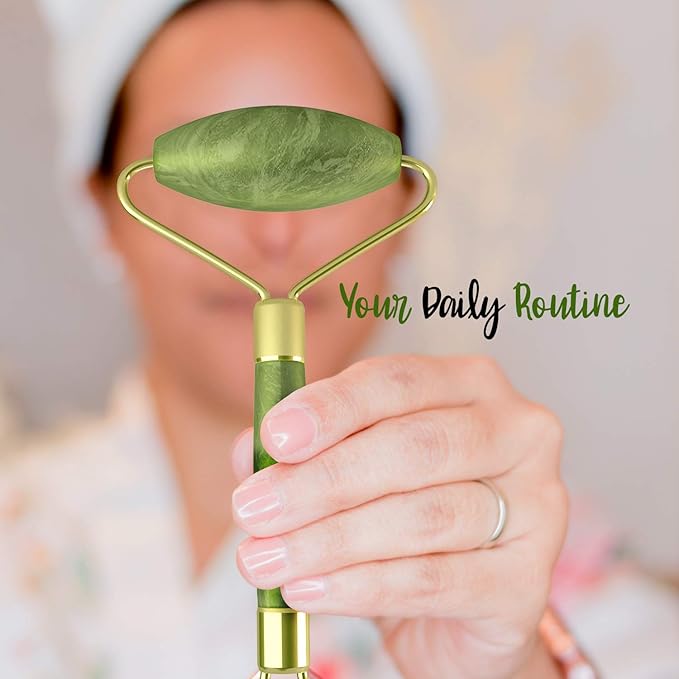 Natural Jade Roller– Gua Sha – Lymphatic Drainage Tool for Face, Neck, Body - Anti Aging Treatment – Reduces Wrinkles and Fine Lines