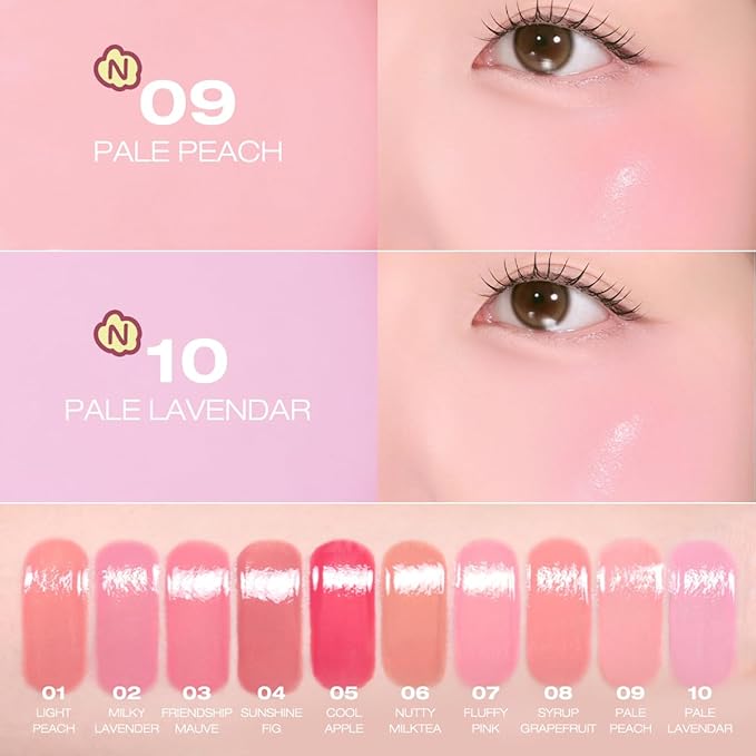 PERIPERA SYRUPY TOK CHEEK, Liquid Blush, Dewy Finish and Hydrates All day, Soft Velvet Texture Face Cheek Tint (09 PALE PEACH, One Size)