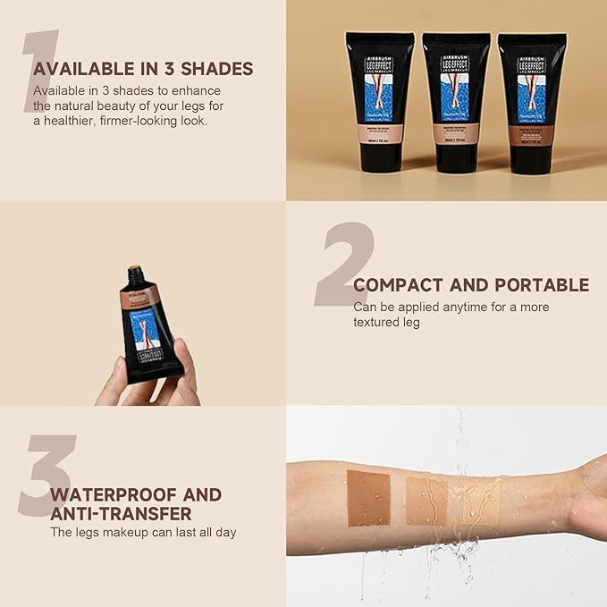 Leg Makeup Waterproof No Transfer, Leg Vein Cover up Makeup, Long-Lasting Body Concealer Makeup Lotion, Coverage for Vein, Scar, Tattoo for All Skin Tones (Bronze)