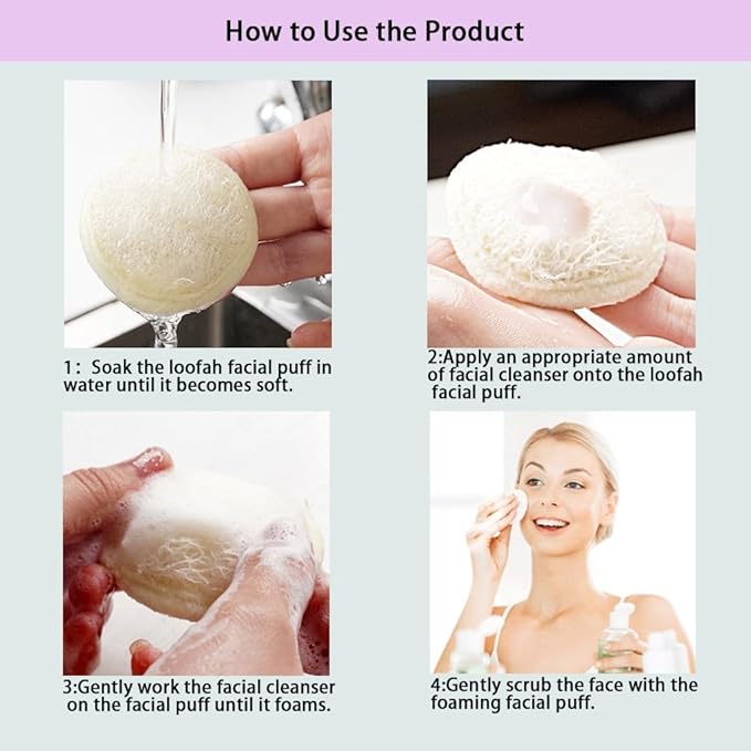 Natural Loofah Exfoliating Face Scrubber,Shower loofah Facial Scrubber exfoliating Pads for Women and Men,Made with Biodegradable Shower loofa Sponge,for Face That Gets You Clean(6 PC)