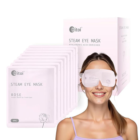 Ditoi Steam Eye Mask, Heated Eye Mask for Sleep,Warm Compress with Hyaluronic Acid,Moist Heat for Dry Eye Relief,Spa,Stye Eye Treatment,Travel Essentials & Relaxation Gifts,Rose 10 Packs