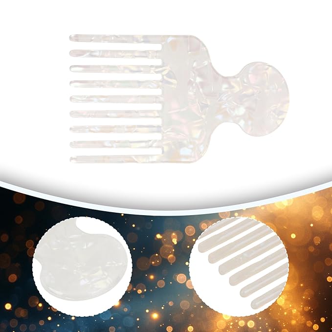 Wide Tooth Hair Pick Comb for Curls, 12cm/4.72in Detangling Lifting Comb Long Tooth Afro Pick Hair Styling Tool for Women Men Barber Supplies (Colorful White)