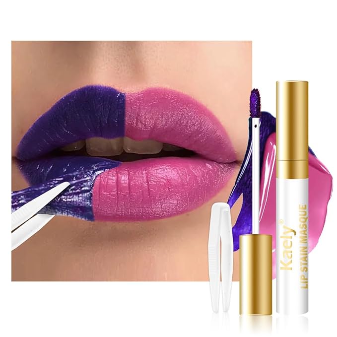 Kaely Mauve Lip Stain Peel Off Masque, Long Lasting Waterproof Smudge Proof Lip Tint, Non-Transfer Semi Permanent Lipliner Tattoo with Tweezer, Matte Finish, Vegan & Cruelty-Free, 09