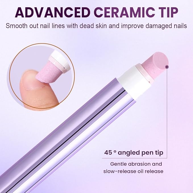 Yilia 3-in-1 Nail Care Pen, Cuticle Oil Pen & Pusher with Ceramic Tip, Moisturizes, Strengthens & Brightens Nails (3 Pack)
