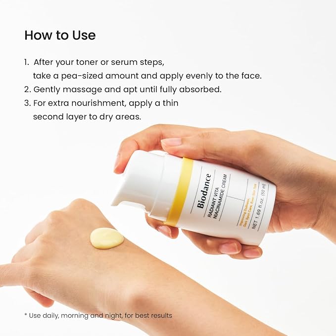BIODANCE Radiant Vita Niacinamide Cream, Brightening, Dark Spot Correcting Facial Moisturizer, Korean Skin Care, Valentines Day Gifts for Her | 1.69 fl.oz, 50ml