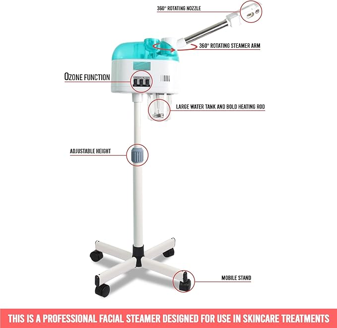 800W Nano Ionic Facial Steamer – Professional Home Spa Face Steamer for Deep Cleansing, Hydration & Sinus Relief | Fast Heating, Auto Shut-Off, Portable & Safe | US/AU Plug (White & Green)