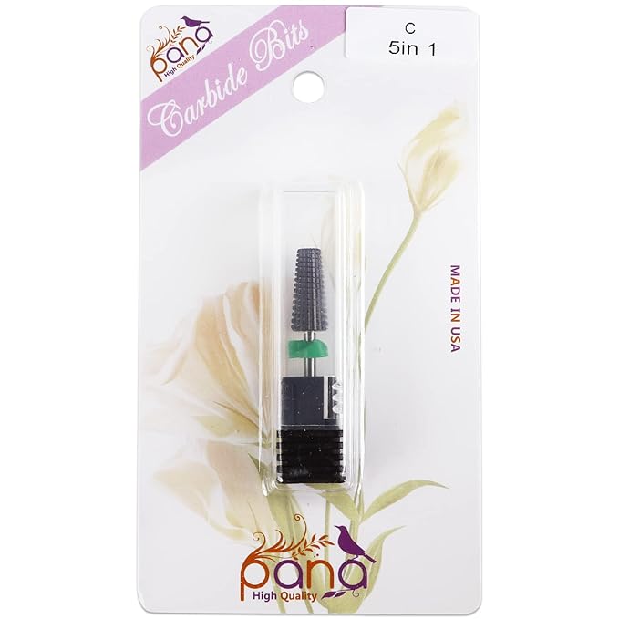 PANA 3/32" Shank 5-in-1 Nail Carbide Bit - (Triple Coarse - Coarse Grit, DLC Black) - Two Way Rotate use for Both Left and Right Handed Fast remove Acrylic or Hard Gel Machine