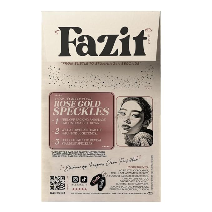 Fazit Makeup Patches - Rose Gold - Face Glitter Makeup Speckles - Glow Up Makeup Patches - Face Glitter Speckles Patches - Cute Glitter Makeup Accessories for Women - Cosmetic Glitter for Face