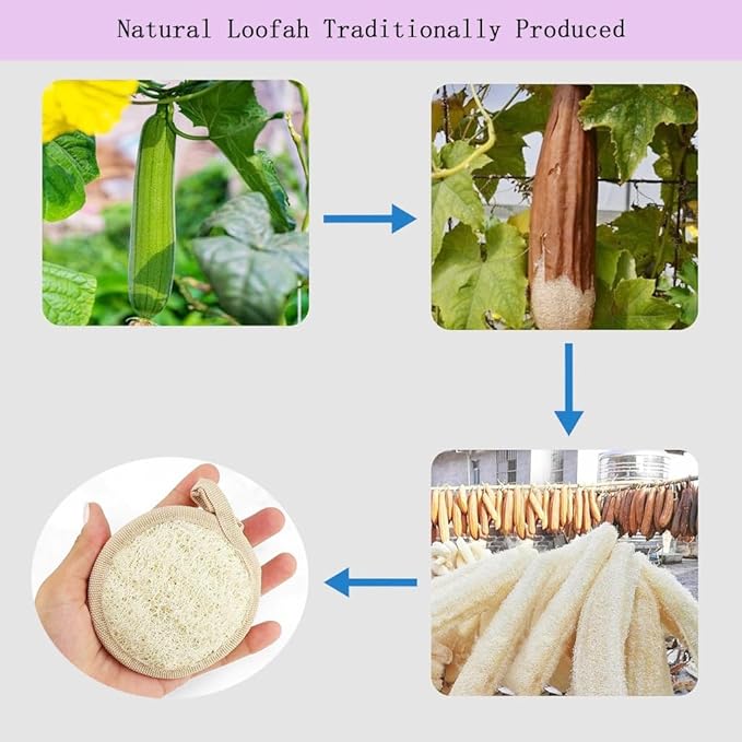 Natural Loofah Exfoliating Face Scrubber,Shower loofah Facial Scrubber exfoliating Pads for Women and Men,Made with Biodegradable Shower loofa Sponge,for Face That Gets You Clean(6 PC)