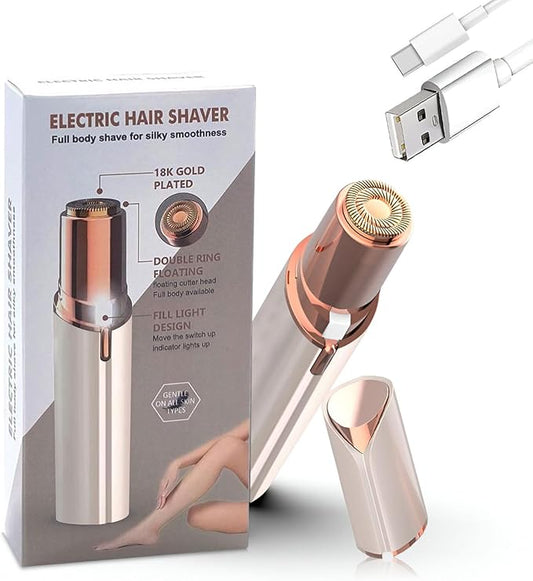Facial Hair Remover for Women – Electric Face Razor with Light, Hair Removal for Upper Lip, Chin & Cheeks – Color Champagne