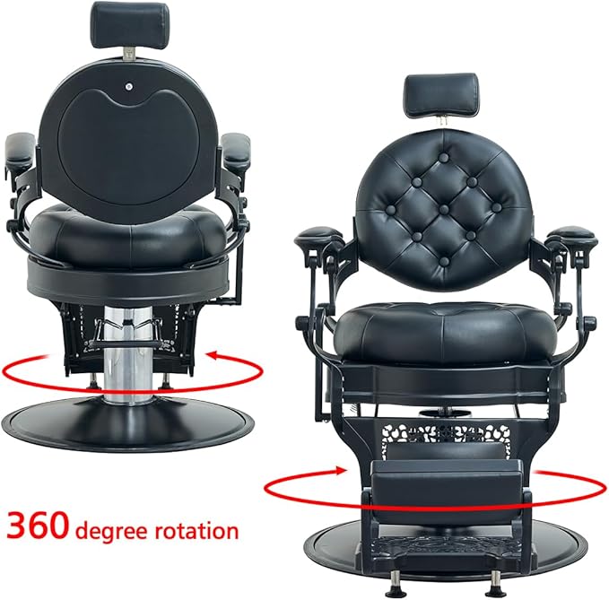 Antlu Barber Chair Salon Chair Hair Stylist, Vintage Heavy Duty 700lbs Hair Styling Chairs for Tattoo Barbershop Beauty Massage Tattoo (Black)
