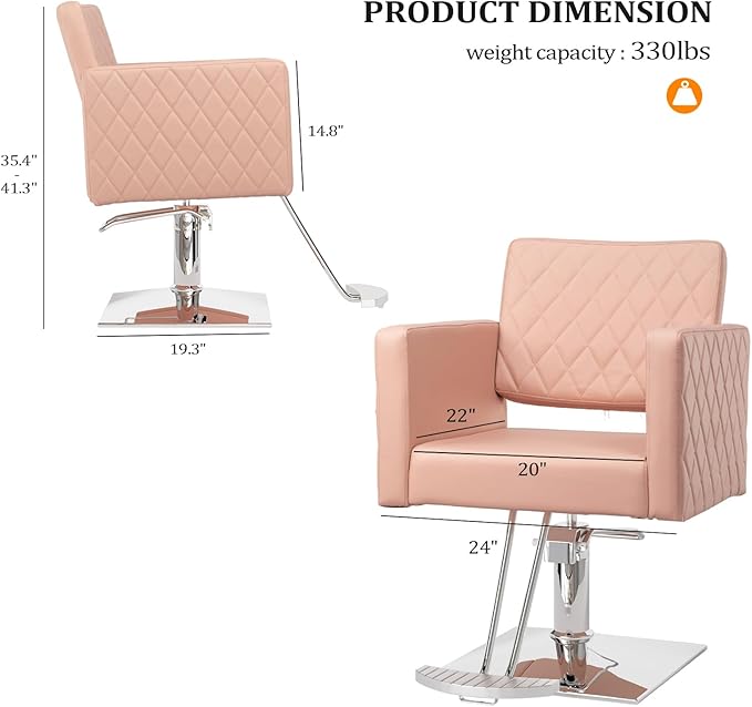 Salon Chair for Hair Stylist Wide Seat, Hydraulic Barber Chair with Aluminium Alloy Footrest, Pink Hair Salon Chair Styling Heavy Duty, Beauty Spa Cosmetology Hairdressing Equipment