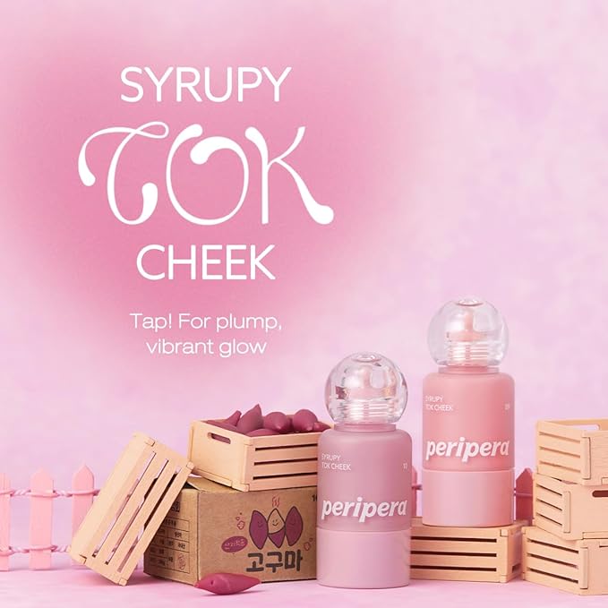 PERIPERA SYRUPY TOK CHEEK, Liquid Blush, Dewy Finish and Hydrates All day, Soft Velvet Texture Face Cheek Tint (09 PALE PEACH, One Size)