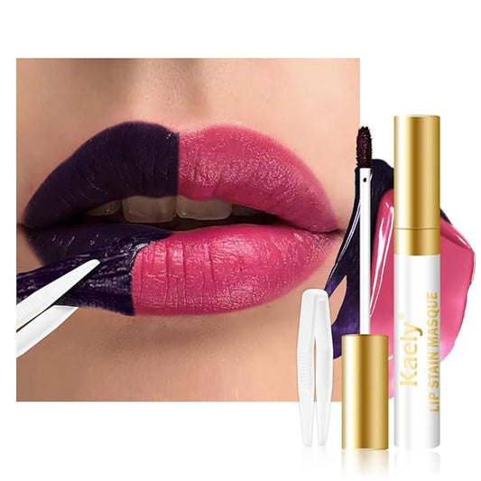 Kaely Plum Red Lip Stain Peel Off Masque, Long Lasting Waterproof Smudge Proof Lip Tint, Non-Transfer Semi Permanent Lipliner Tattoo with Tweezer, Matte Finish, Vegan & Cruelty-Free, 10