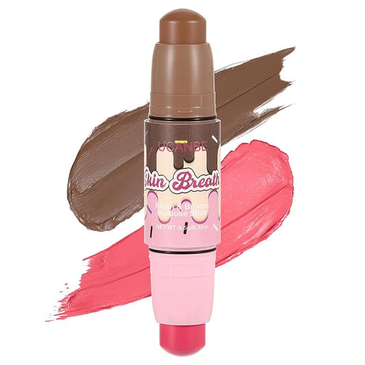 UCANBE Skin Breath Blush & Bronzer Multiuse Stick, 2-in-1 Creamy Face Cheeks Contour Makeup Stick for Natural Radiant Finish Look, Vegan & Cruelty-Free, Travel-Friendly (04 Blooming Rose)