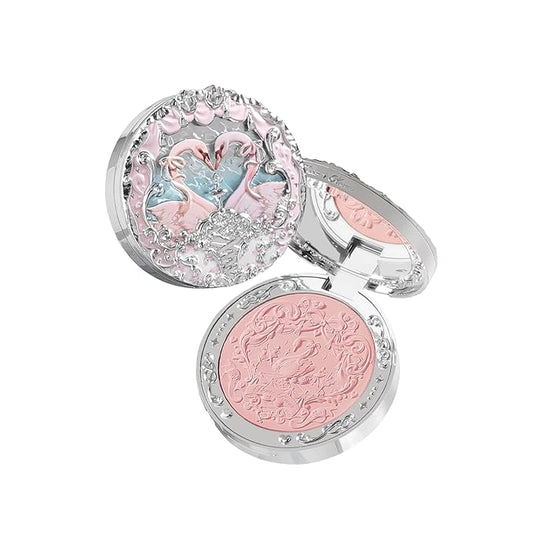 Flower Knows Swan Ballet Embossed Blush,Pink Matte Finish,Buildable & Blendable Powder Blush for cheeks,Natural Flush for All Skin Tones(02 Romanticism,5g)