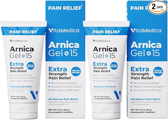 VitaMedica Arnica Gel Plus 15 Healing Plant Compounds, Extra Strength Pain Relief Formulation for Bruising, Swelling, Joint Pain, Muscle Soreness & Stiffness, All-Natural, Plant-Based, 2-Pack